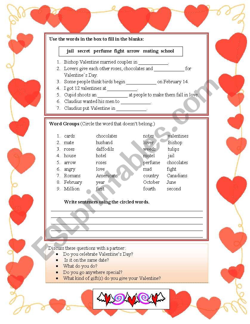 Valentine`s Day worksheet